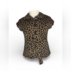 Luii Vest Jacket Leopard Print Short Sleeve Women Size Large